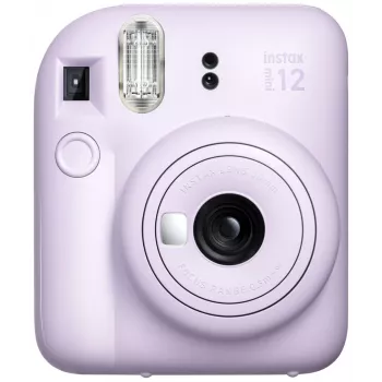 Cámara instantánea Fujifilm Instax Mini 12 Lila — imagen 86×54 mm, película 62×46 mm, distancia focal 60 mm