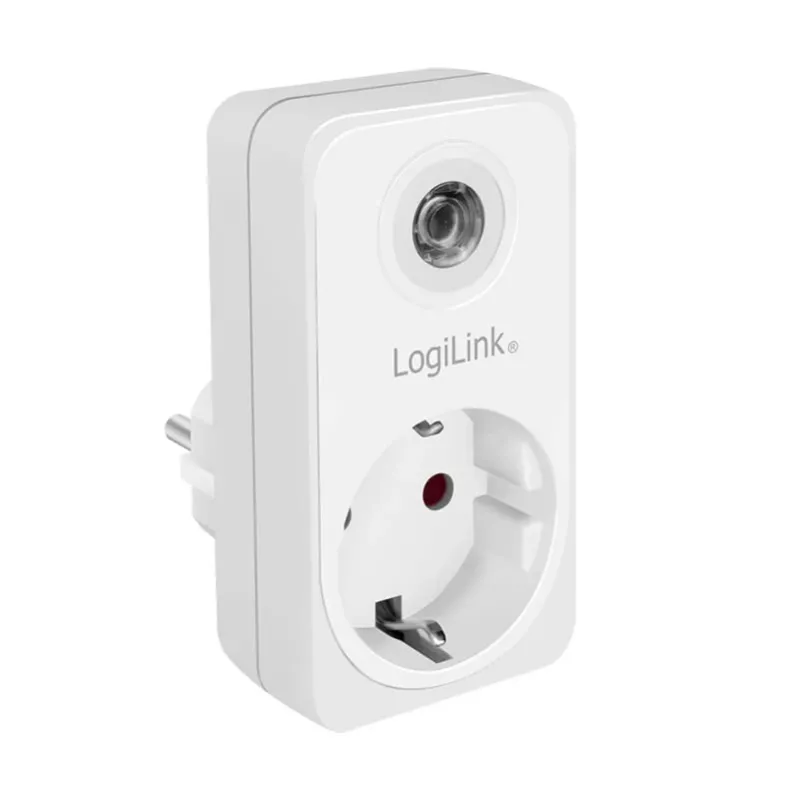 LogiLink PA0263 Adaptador de enchufe con sensor crepuscular, blanco, tipo F
