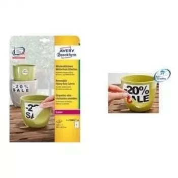 Avery Zweckform L4773REV - Pegatinas para exteriores removibles mate película de poliéster - blanco - 63,5 x 33,9 mm 480 etiquetas (20 hojas x 24) (L4773REV-20)