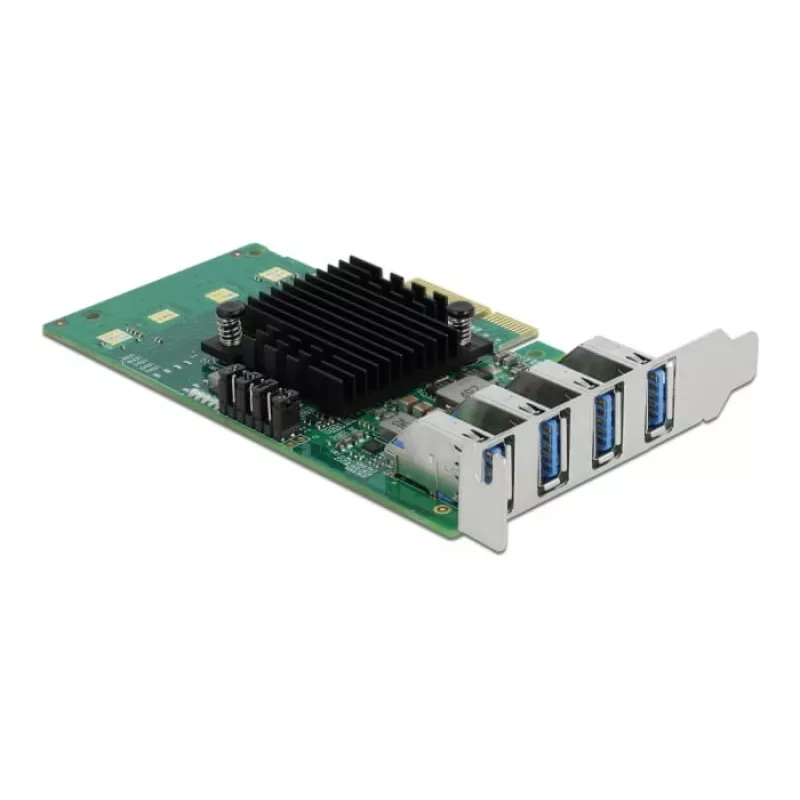 DeLOCK tarjeta PCI Express x4 a 4 x externo USB 3.0 Quad Channel - formato Low Profile