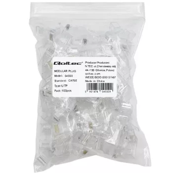 Conector RJ45 modular QOLTEC 54550 CAT5e UTP, pack de 100