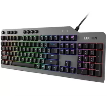 Teclado mecánico gaming Lenovo Legion K500 – tamaño completo 104 teclas USB, QWERTY US English, retroiluminación RGB, gris/negro