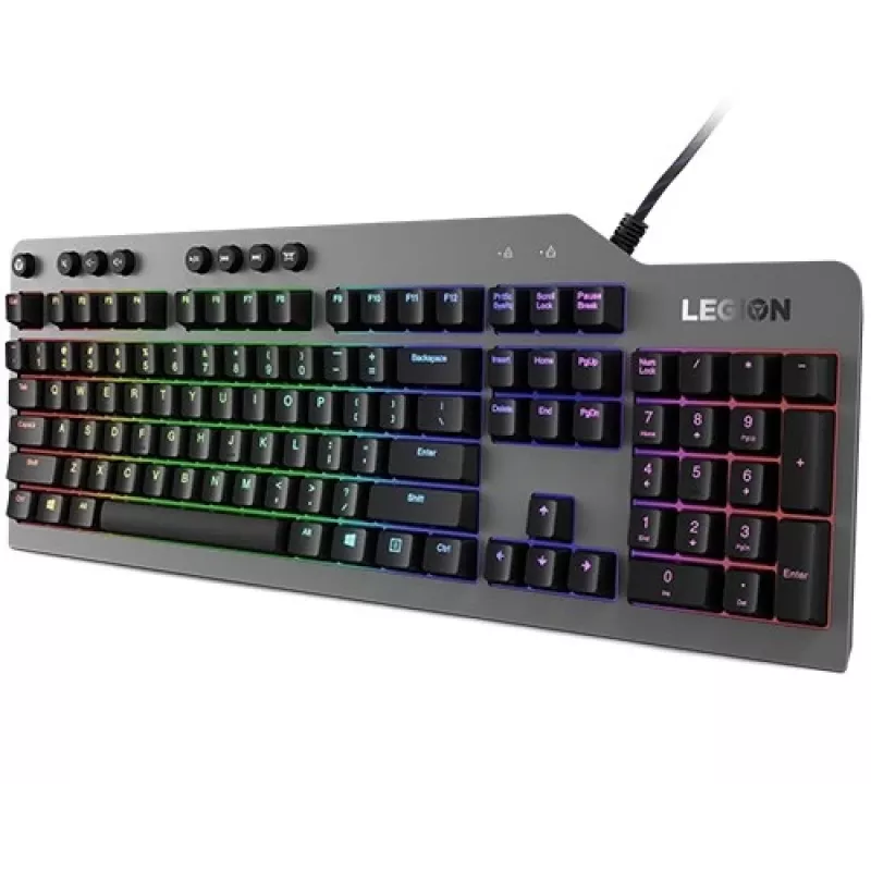 Teclado mecánico gaming Lenovo Legion K500 – tamaño completo 104 teclas USB, QWERTY US English, retroiluminación RGB, gris/negro