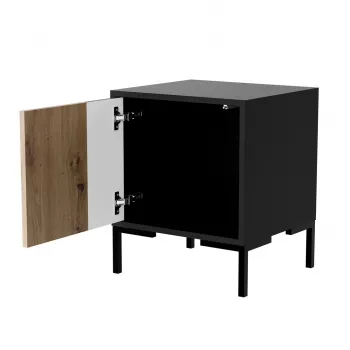 Mesita de noche Cama Meble MERCI 44x40x52,5 cm, negro y roble, MDF/aglomerado, pack de 2