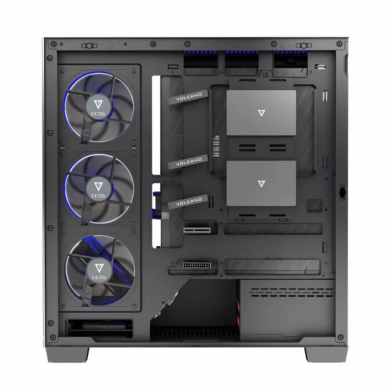 Caja de PC MODECOM Volcano Stellar 5F ATX Midi Tower, cristal templado, 5 ventiladores preinstalados, USB‑C, compatible con microATX/ATX, GPU máx. 420 mm, altura de disipador de CPU 175 mm