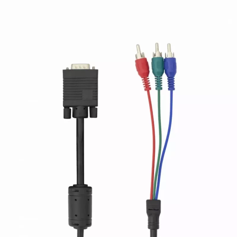 Cable VGA a 3×RCA SBOX VGA-1022 M/M 2 m, conector macho VGA a tres RCA compuesto, 2 metros de longitud