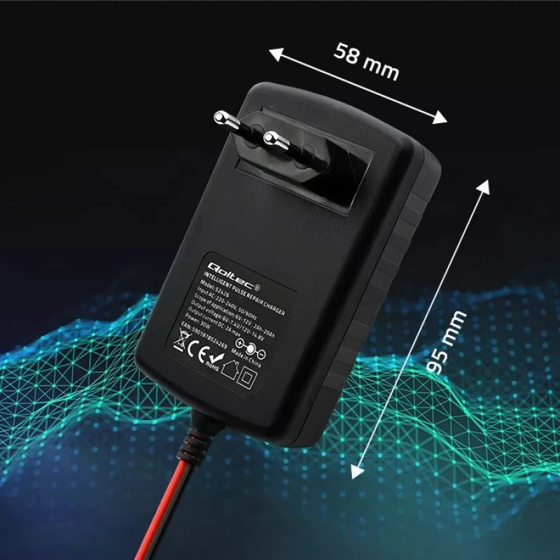 Cargador de baterías QOLTEC 52426 para baterías AGM/GEL/estándar 6V/12V 2A con indicador LED