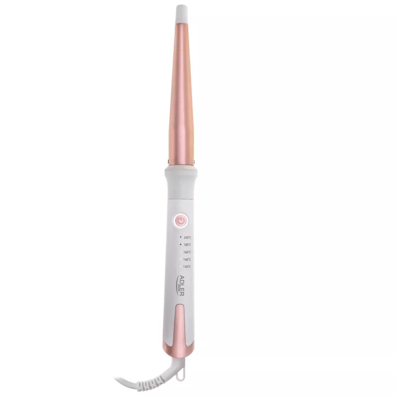Rizador Adler AD 2119 – cónico, barra cerámica de 12–25 mm, ajustable 120–200 °C, 45 W, rosa