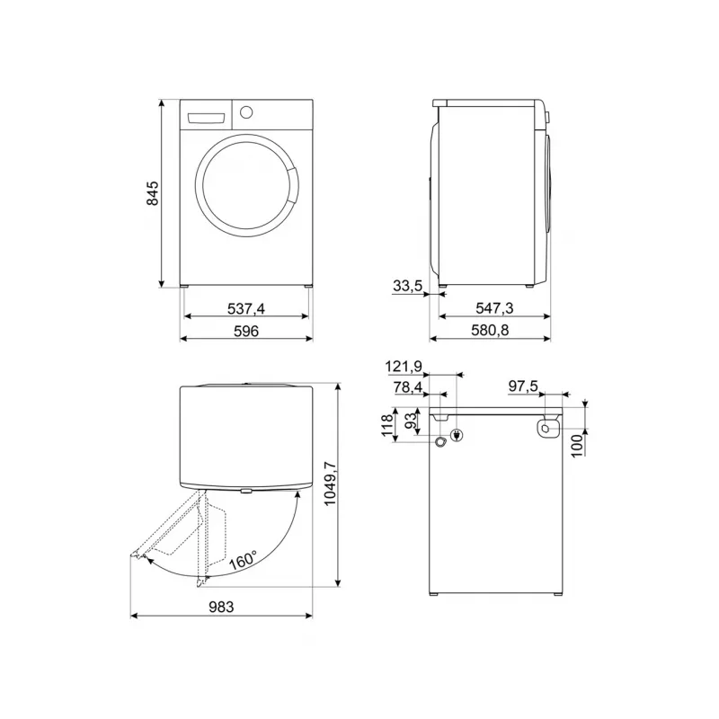 Lavadora de carga frontal Smeg WNP96SLAAIN 9 kg, 1600 rpm, clase A, 600×580×840 mm, blanca