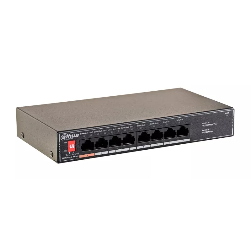 Dahua Technology PoE SF1008LP Switch no gestionado L2 Fast Ethernet (10/100) Power over Ethernet (PoE) Negro