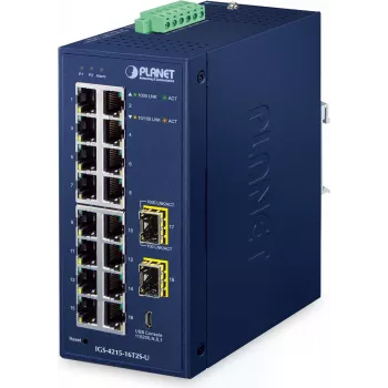 PLANET IP30 Industrial L2/L4 16-Port Managed L2/L4 Gigabit Ethernet (10/100/1000) azul (IGS-4215-16T2S-U)