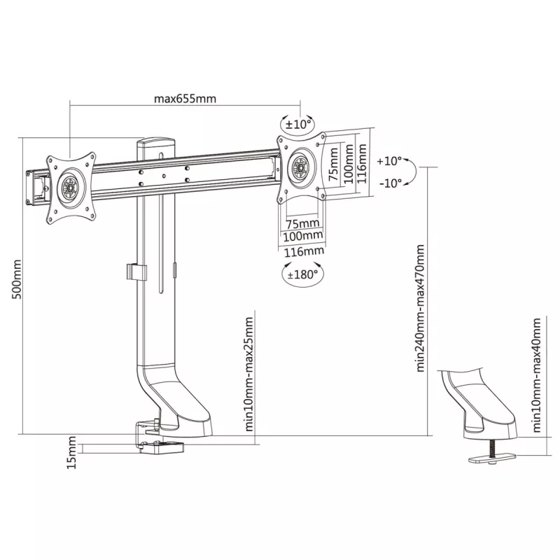 Soporte de monitor MACLEAN MC-854 para dos monitores 17–27