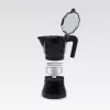 Cafetera moka Maestro MR-1658-3 – cafetera exprés de aluminio, 3 tazas (0,15 l), negra, tapa abatible