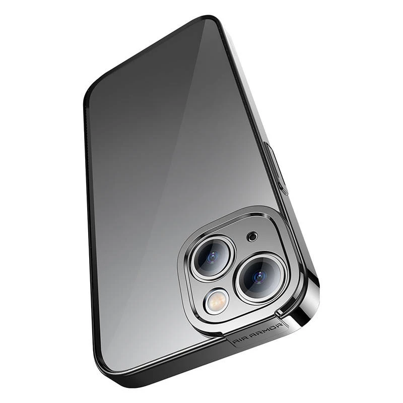 Set de funda transparente con purpurina y cristal templado Baseus para iPhone 14 Plus (negro)