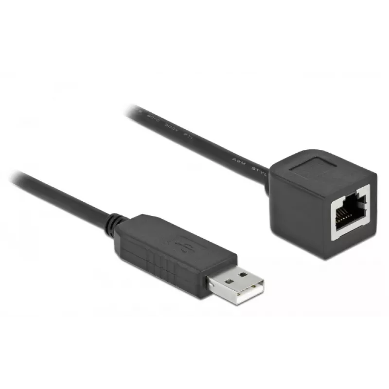 Cable de conexión serie DeLOCK 64163 USB 2.0 Type-A a RS-232 RJ45 50 cm negro