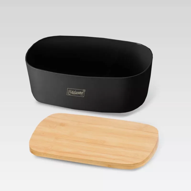 Panera Maestro MR-1776-Negro para la encimera, carcasa de plástico con tapa de madera, 345×235×130 mm