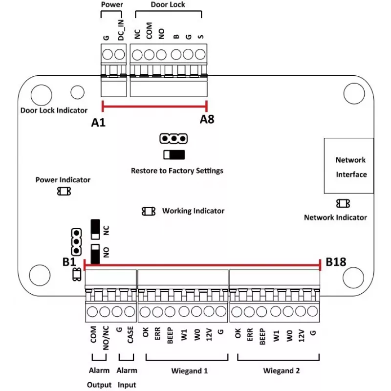 Controlador de acceso Hikvision DS-K2801 Negro 237x285x69mm