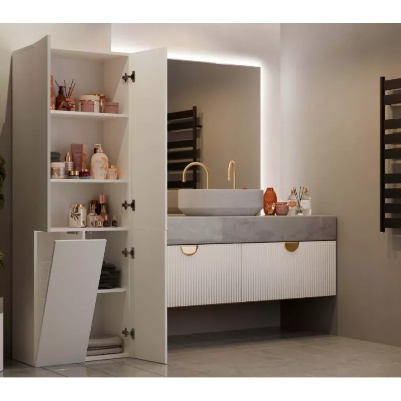 Armario de baño Nel DD 1K cesta color crema puertas largas