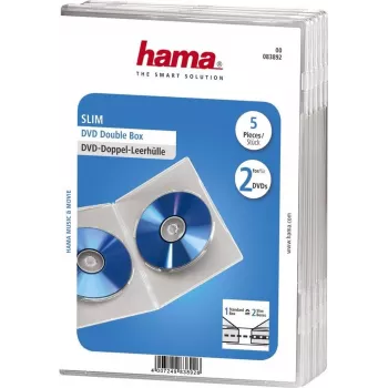 Hama Funda doble para DVD, fina 5, transparente 2 discos