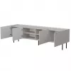 Mueble TV Cama LUCCA 4D 200x40x59 cm, acabado cashmere, tapa de aglomerado gris