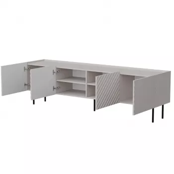 Mueble TV Cama LUCCA 4D 200x40x59 cm, acabado cashmere, tapa de aglomerado gris