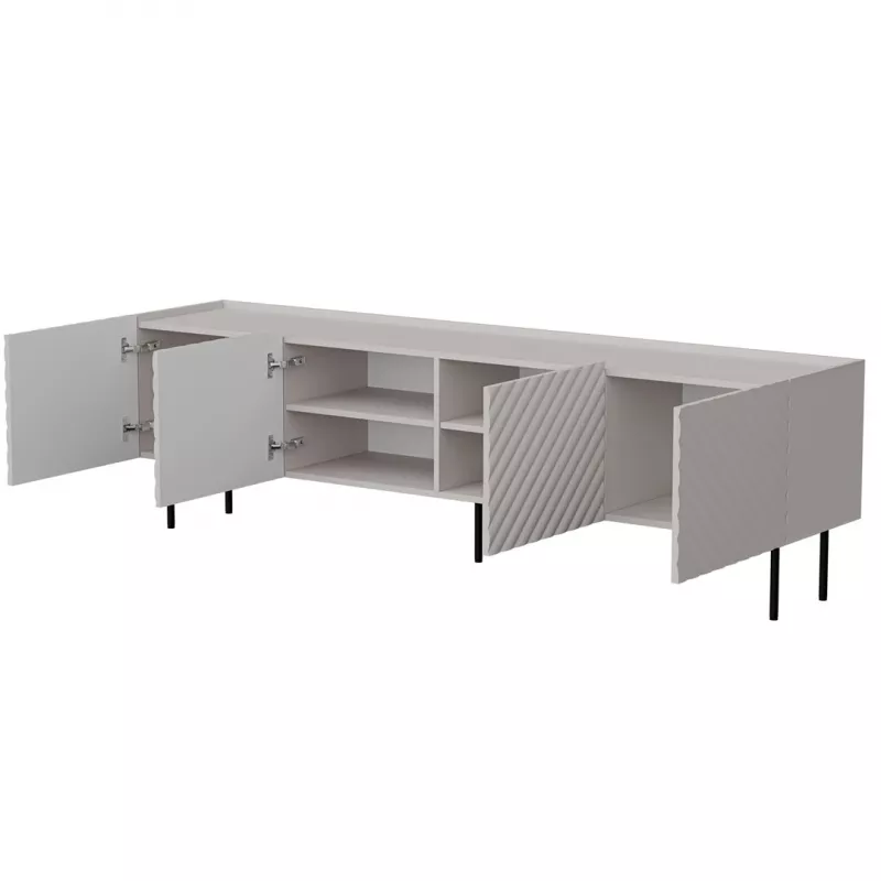 Mueble TV Cama LUCCA 4D 200x40x59 cm, acabado cashmere, tapa de aglomerado gris