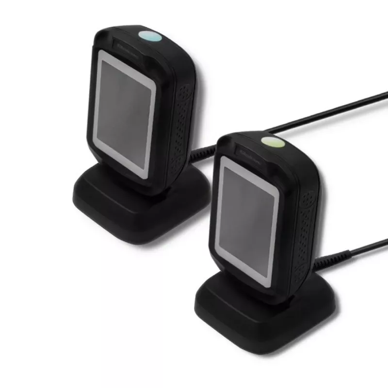 Lector de códigos de barras fijo 1D/2D QOLTEC 50864, sensor LED, USB (con cable), negro, 145×85×80 mm