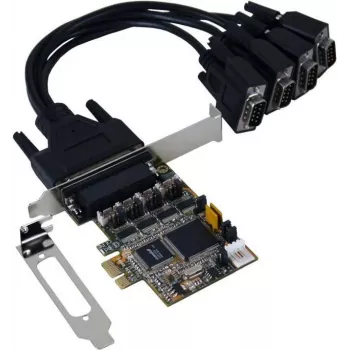 Exsys EX-44384 tarjeta PCIe 4x serie RS-232 DB9, perfil bajo