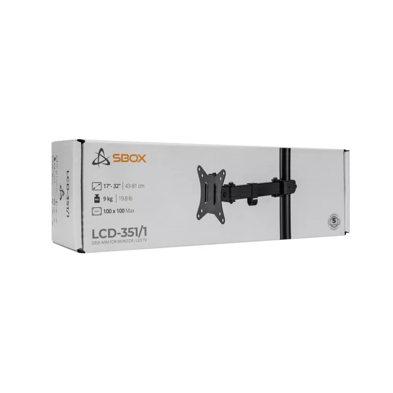 Soporte de pared para LCD SBOX LCD-351/1-2 para monitores de 17–32 pulgadas, carga máx. 9 kg, VESA 100x100