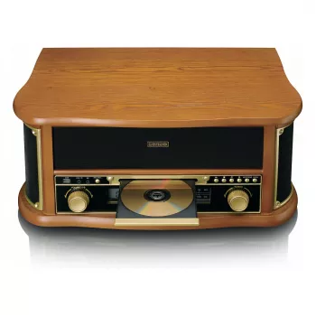Tocadiscos de audio de transmisión por correa Lenco TCD-2551WD Madera – Bluetooth, CD, casete, AM/FM, codificación USB, 33/45/78 rpm