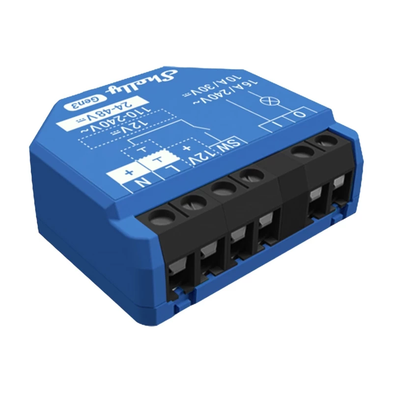 Interruptor inteligente Shelly 1 Gen3 – inalámbrico, 240 V AC, carcasa de plástico, 42×16×37 mm, pack de 4