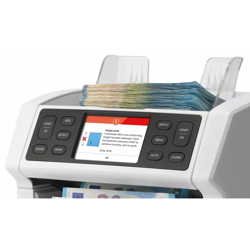 Safescan 2850 contador de billetes con detección de falsos (UV, magnético, tamaño), 1500 billetes/min, pantalla táctil, blanco