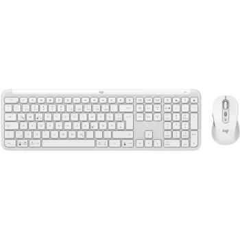 Teclado y ratón Logitech MK950 Signature Slim con Office RF Wireless + Bluetooth QWERTZ alemán grafito blanco