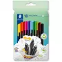 Rotuladores fineliner Staedtler 334 C10, punta ultrafina de 0,3 mm, 10 colores (negro, azul, marrón, verde, azul claro, verde claro, naranja, rosa, rojo, amarillo)