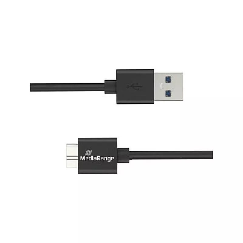 Cable de carga y sincronización USB-A a Micro-B USB 3.0 MediaRange MRCS239 — 50 cm, 5 Gbit/s, 5 W, negro