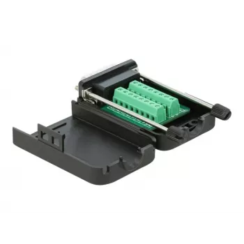 Conector macho D-Sub15 a borne de carril con carcasa DeLOCK 66566