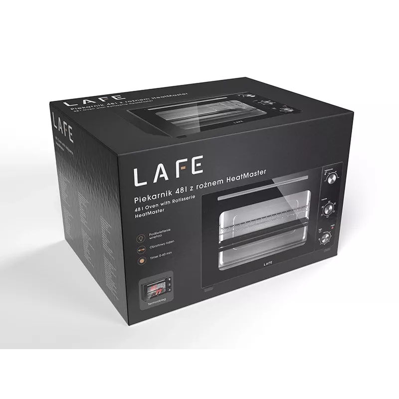 LAFE HeatMaster PIW-005 Horno eléctrico, 48 L, 1800 W, convección, asador giratorio