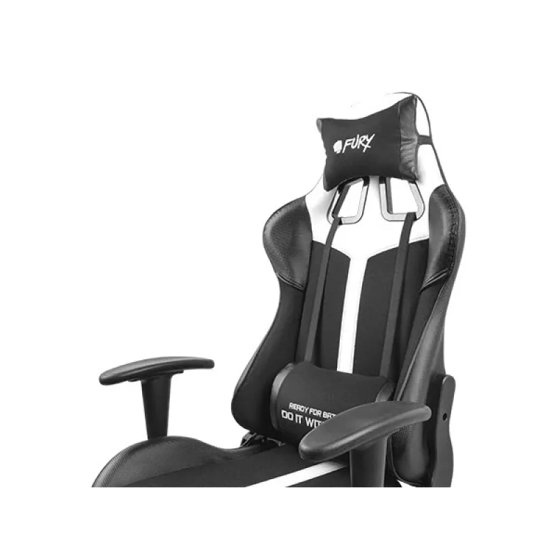 Silla gaming FURY Avenger XL Universal con asiento acolchado negro y blanco