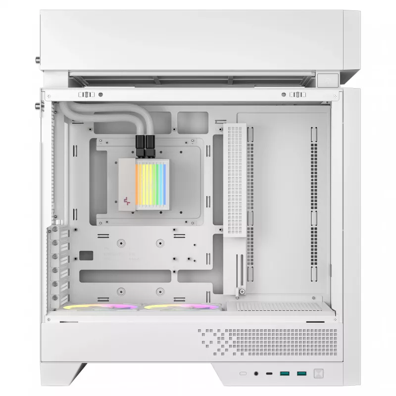 Caja de PC de sobremesa DeepCool CL6600 WH — blanca, compatible con fuentes ATX/PS2/SFX/SFX-L, 140 mm frontal, 120/140 mm superior/trasero, unidades de 2,5