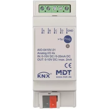 MDT AIO-0410V.01 actuador de conmutación 4 canales, 2TE, REG, 0-10V (AIO-0410V.01)