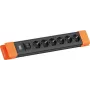 Regleta de enchufes Bachmann CONNECTUS con 6 tomas CEE7/3, 1 interruptor, cable de 2,0 m, conector CEE7/7, negro/naranja