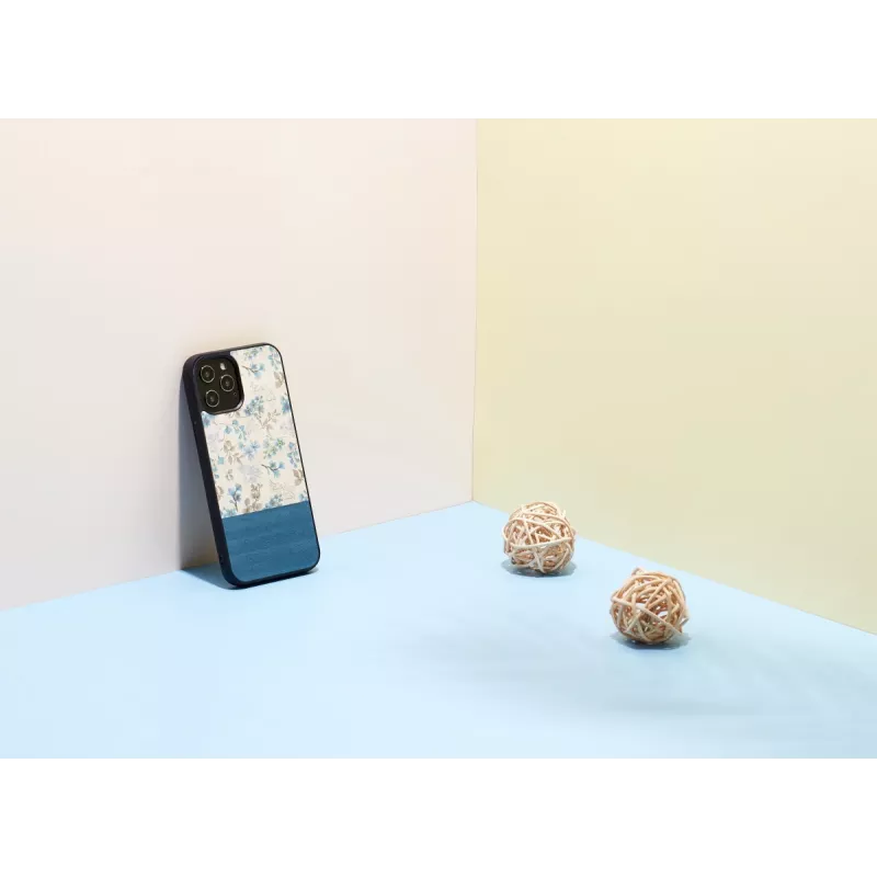 Funda para móvil man and wood para iPhone 12 / 12 Pro — flor azul sobre negro