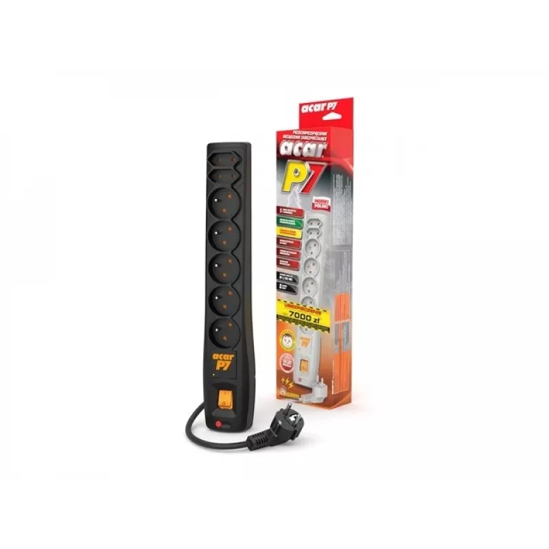 ACAR P7 Regleta 1,5 m 7 tomas AC interior negro