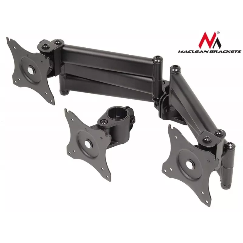 Soporte de sobremesa para monitor MACLEAN MC-691 para 3 monitores – regulable en altura e inclinable