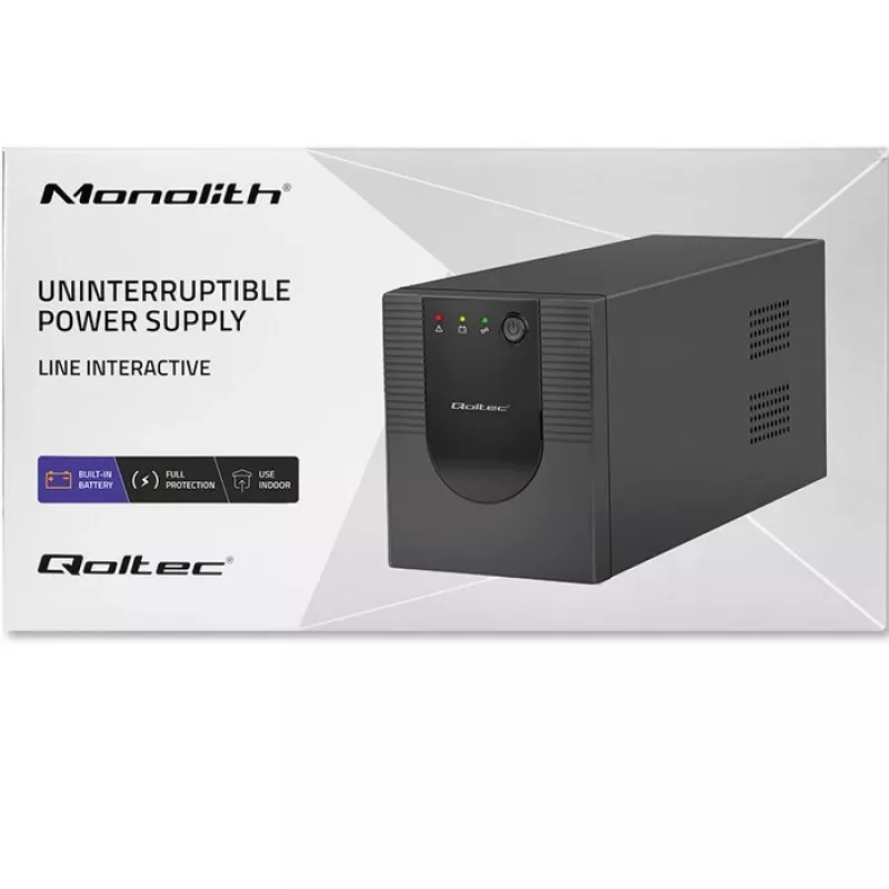 Qoltec Monolith 53775 SAI Line-Interactive, 1200 VA (1,2 kVA) / 720 W, AVR, 4 tomas AC, negro