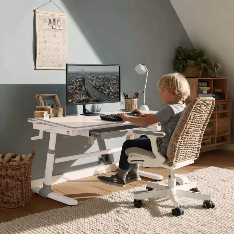 Ergo Office Escritorio infantil ergonómico de altura ajustable, gris, máx. 100 kg, ER-417 2cz