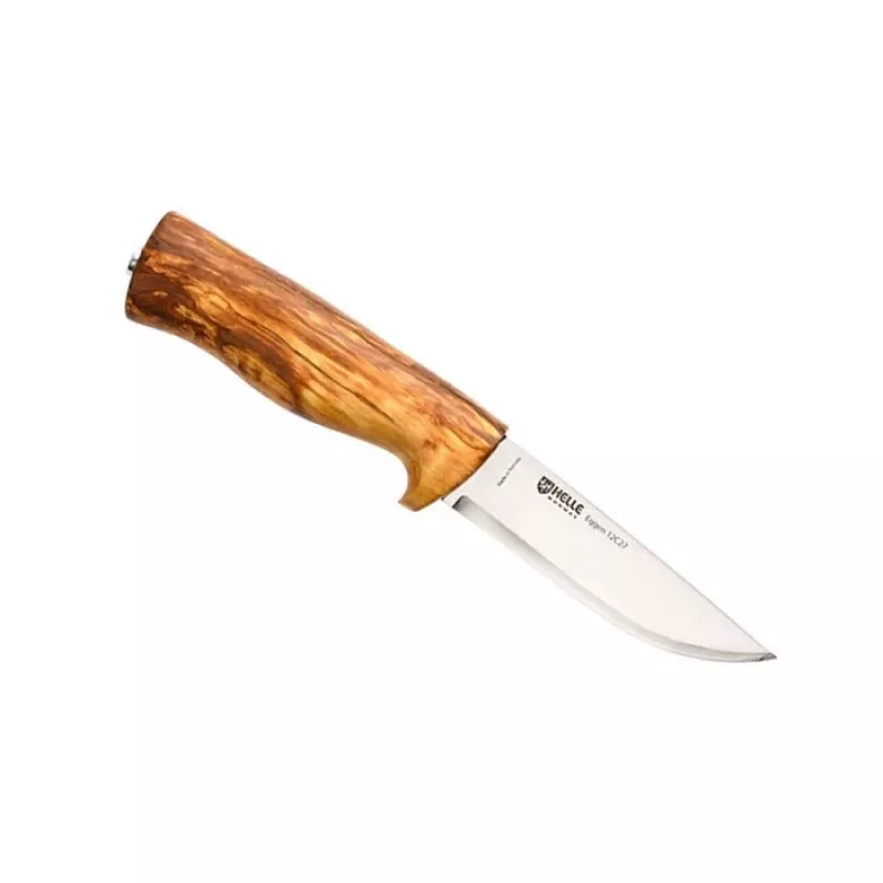 Cuchillo fijo HELLE Eggen 12C27 — mango de acero inoxidable, cuchillo de exterior compacto