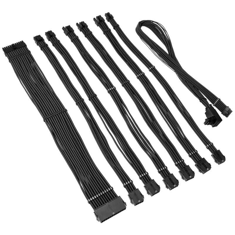 Kit de prolongación de cables con funda Kolink Core Pro 12V-2x6 Type 1 - negro intenso
