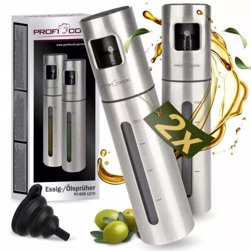 Dispensador de aceite y vinagre ProfiCook PC-EOS 1270 — 0,1 L acero inoxidable, pulverizador con bomba