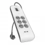 Regleta Belkin BSV604VF2M-V2 — 6 tomas, 2× USB-A, cable de 2 m
